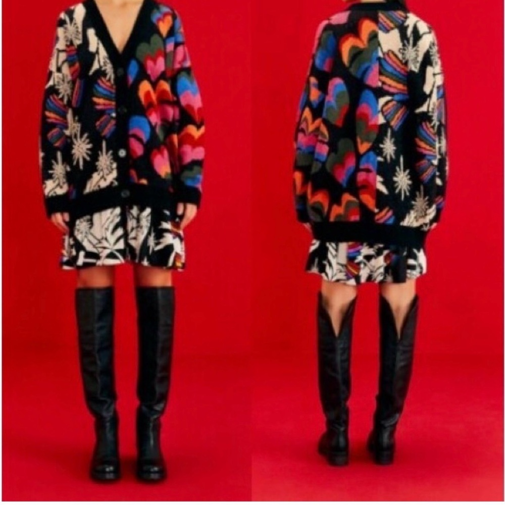 FARM Rio rainbow bold print Knit oversized Cardigan